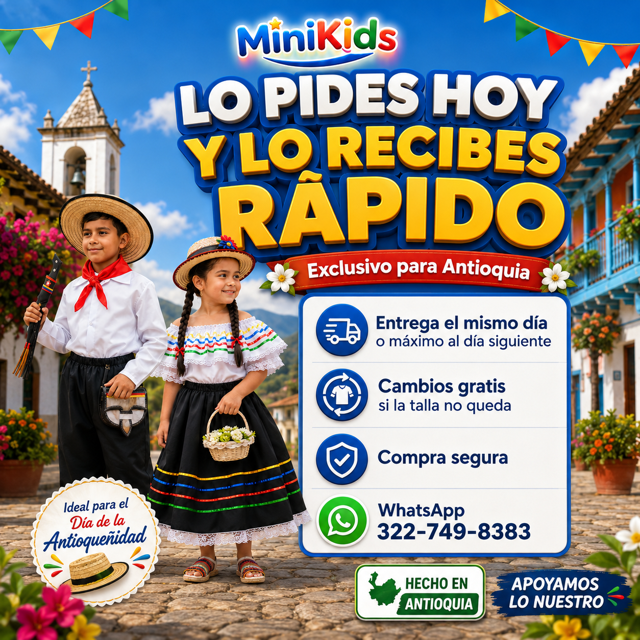 Traje Típico Antioqueño para Niño y Niña – MiniKids®