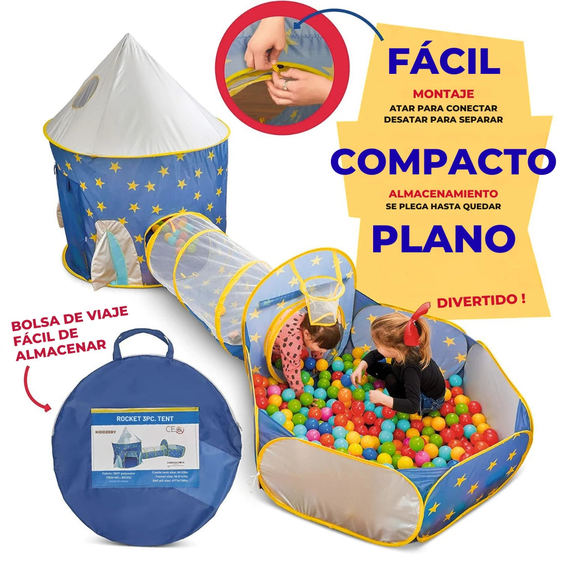 Carpa, Túnel y Piscina de Juegos - Mini Parque Explorador