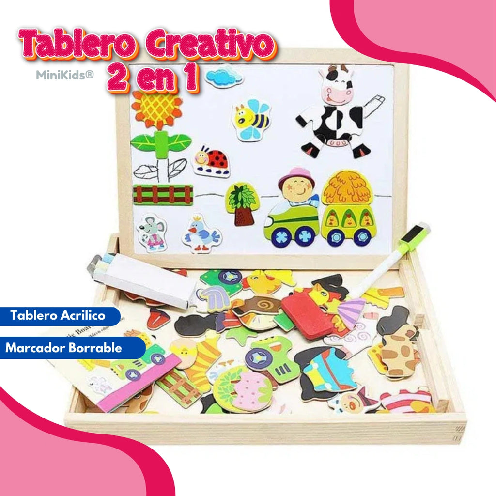 Tablero Creativo 2 en 1 - Diversión y Aprendizaje en Cada Juego
