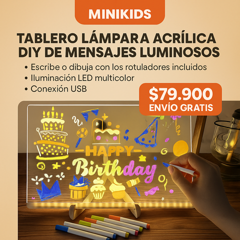Tablero Lámpara Acrílica DIY de Mensajes Luminosos – MiniKids®