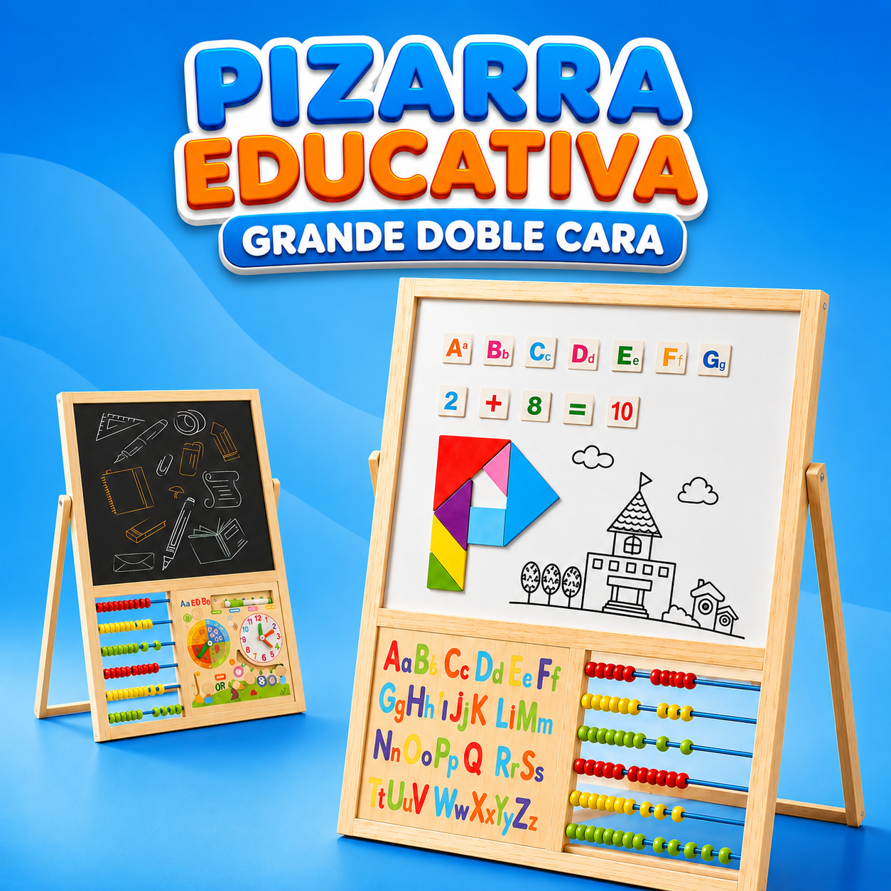 Pizarra Educativa Grande Doble Cara