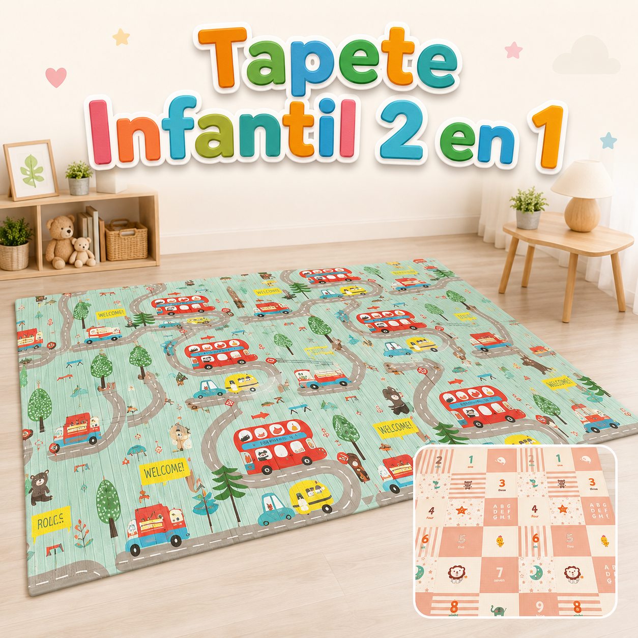 Tapete Infantil 2 en 1 – Doble Diseño