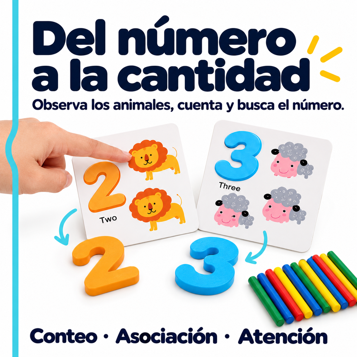 Actividad para relacionar números con cantidades de animales