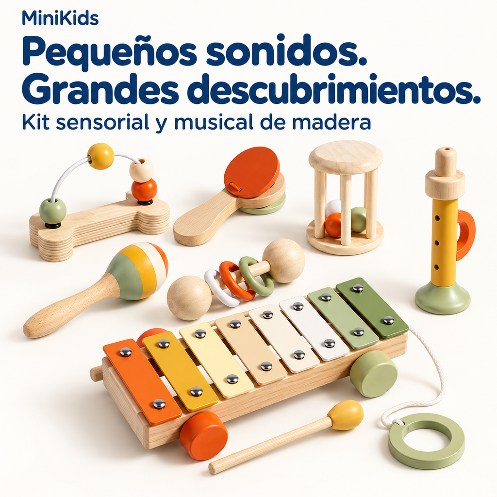 MiniKids — Kit sensorial y musical de madera — Portada