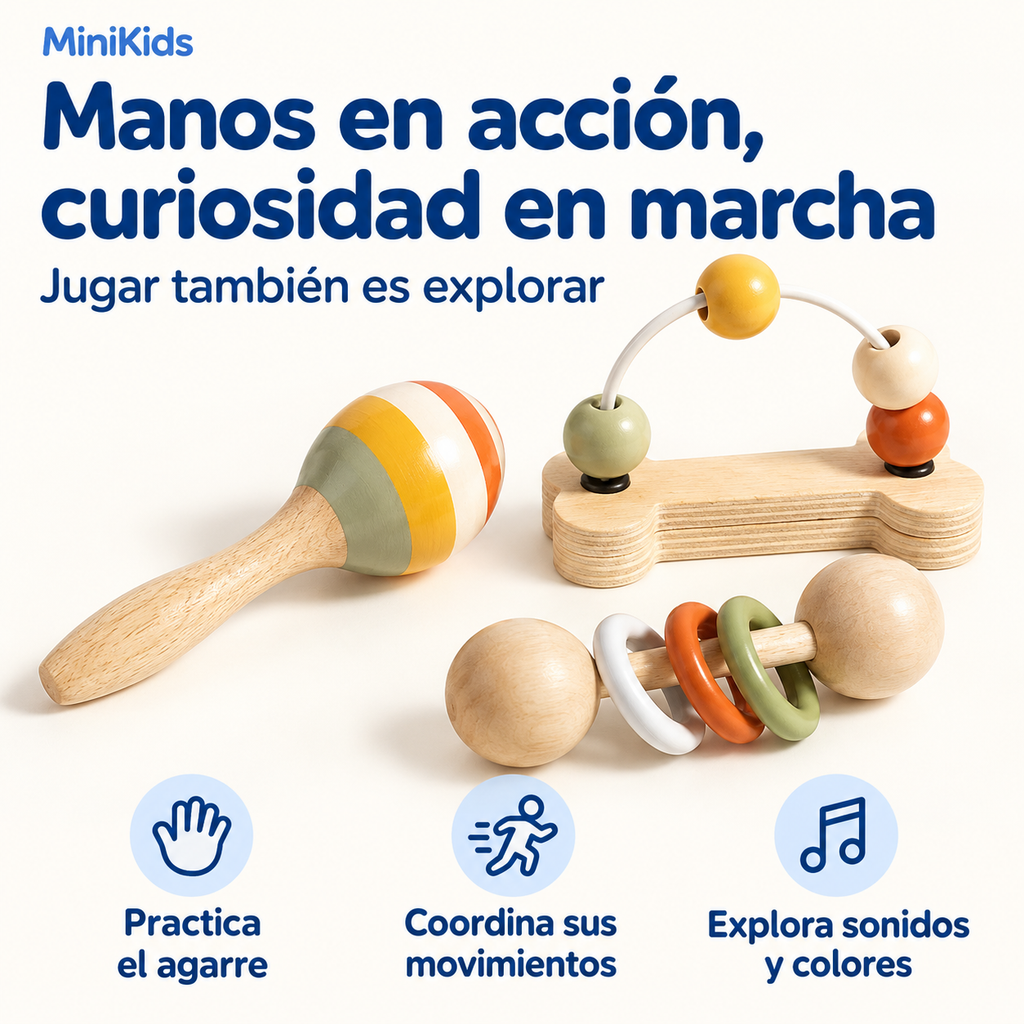MiniKids — Kit sensorial y musical de madera — Beneficios